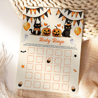 Invitation Boo Black Cat Halloween Party Baby Bingo Jeux