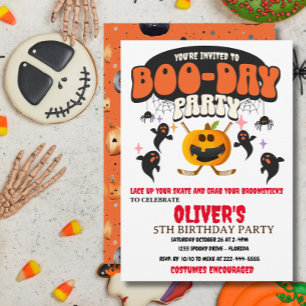 INVITATION BOO DAY PARTY HALLOWEEN CITROUILLE HOCKEY
