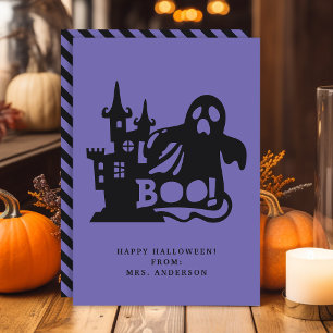 Invitation Boo Ghost Haunted House Halloween Classroom Card