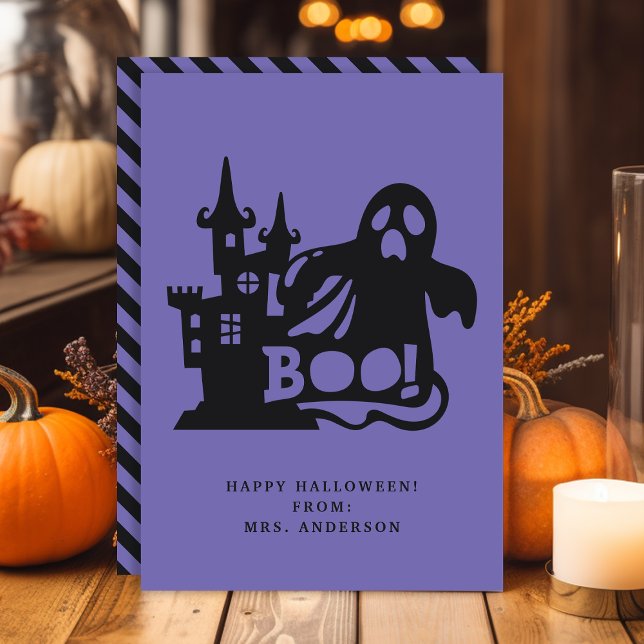 Invitation Boo Ghost Haunted House Halloween Classroom Card (Créateur téléchargé)