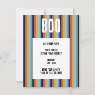 Invitation Boo ! Halloween aux bandes verticales atténuées