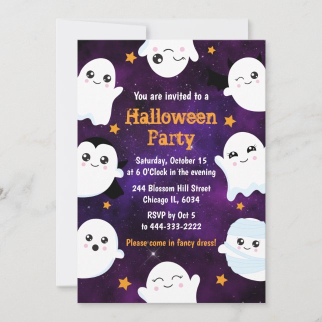 Invitation Boo Halloween Fantômes Halloween (Devant)