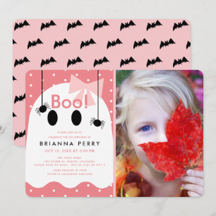 Invitation Boo ! Halloween Fille Fantôme rose photo Anniversa