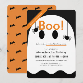 Invitation Boo ! Halloween Ghost Cute Virtual Anniversaire