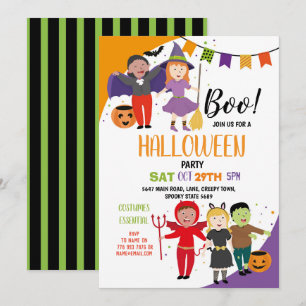 Invitation Boo Kids Halloween Costume Fancy Dress Party