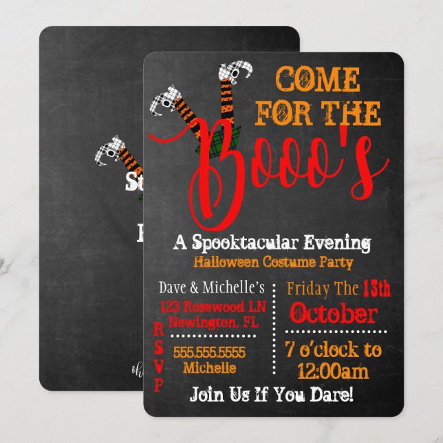Invitation Boo On Halloween Booze And Boo's Cocktail Party (Devant / Derrière)