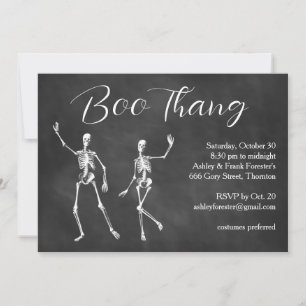 Invitation Boo Thang Dancing Skeletons Nuageux Halloween Part