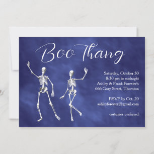 Invitation Boo Thang Danser Skeletons Purple Halloween Party