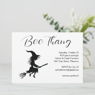 Invitation Boo Thang Volant Witch White Halloween Party