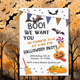 Invitation Boo We Want You Kid's Halloween Party
