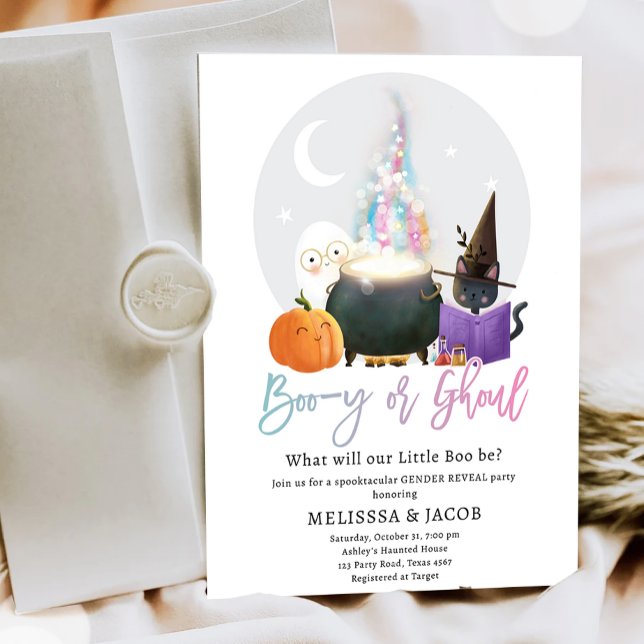 Invitation Boo-y ou Ghoul Boy Girl Halloween Genre Révéler (Créateur téléchargé)