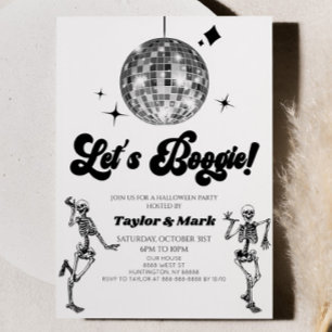 Invitation Boogie ! Skeletons de boules Disco Fête d'Hallowee