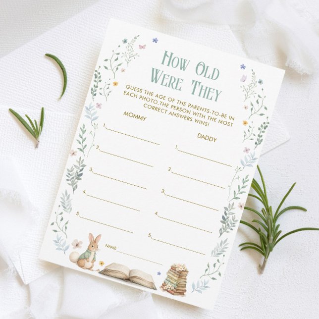 Invitation Book Baby Shower How Old Were They Game Card (Créateur téléchargé)