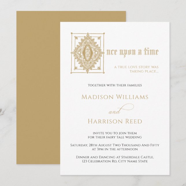 Invitation Book Fairy Tale One Upon a Time Library Mariage (Devant / Derrière)