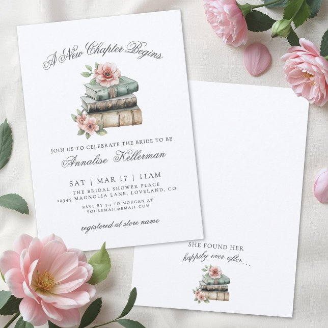 Invitation Book New Chapter Floral Bridal Shower (Book New Chapter Floral Bridal Shower Invitation)