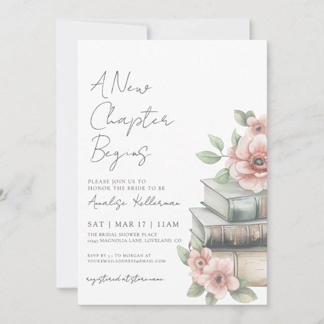 Invitation Book New Chapter Floral Bridal Shower (Devant)