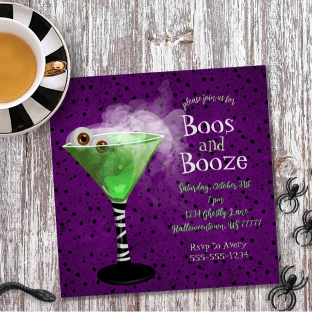Invitation Boos and Booze Adult Halloween Cocktail Party (Créateur téléchargé)
