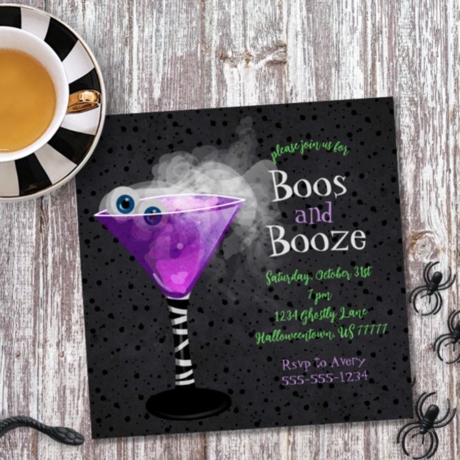Invitation Boos and Booze Adult Halloween Cocktail Party (Créateur téléchargé)