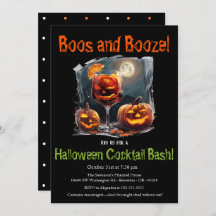 Invitation "Boos and Booze" Cocktail Halloween Bash Party