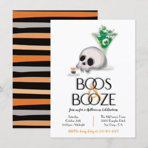 Invitation Boos and Booze Cocktail Modern Halloween Party