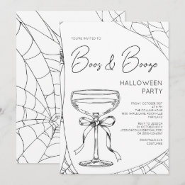 Invitation Boos and Booze Cocktail Soirée Halloween Adulte