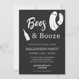 Invitation Boos & Booze Adulte Halloween Chic Black Invitatio