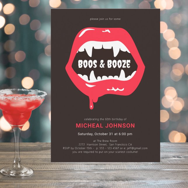 Invitation Boos & Booze Amusement Halloween 60e fête d'annive (Mockup View)