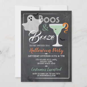 Invitation Boos & Booze Halloween Party Cocktail Éffrayant