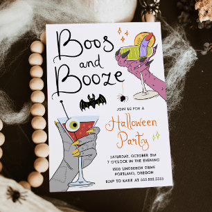 Invitation Boos et Boissons Cocktails Sombres Soirée Hallowee