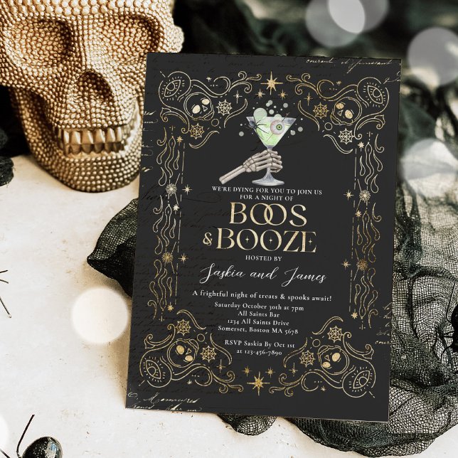 Invitation Boos Et Booze Adulte Halloween Parti Gothique (Créateur téléchargé)