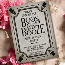 Boos et Booze Adulte Halloween Party Crâne Vintage