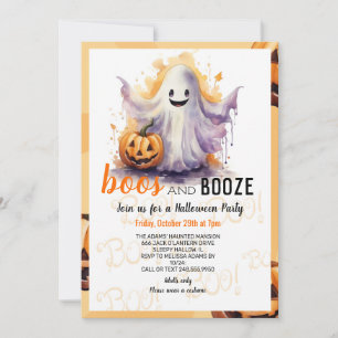 Invitation Boos et Booze Black Halloween Party
