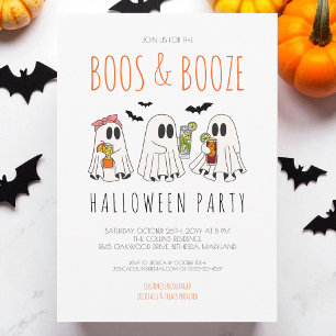 Invitation Boos et Booze Éffrayant Ghost Adulte Halloween Par