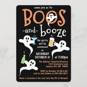 Invitation Boos et Booze Halloween Party Cube Éffrayant fantô