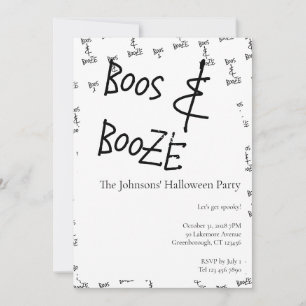 Invitation Boos et Booze Halloween Party Minimal
