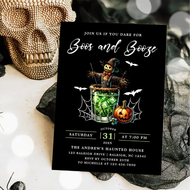 Invitation Boos Et Booze Parti D'Halloween (Créateur téléchargé)