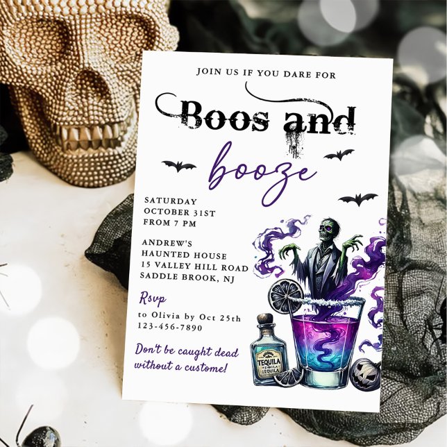 Invitation Boos Et Booze Parti D'Halloween (Créateur téléchargé)