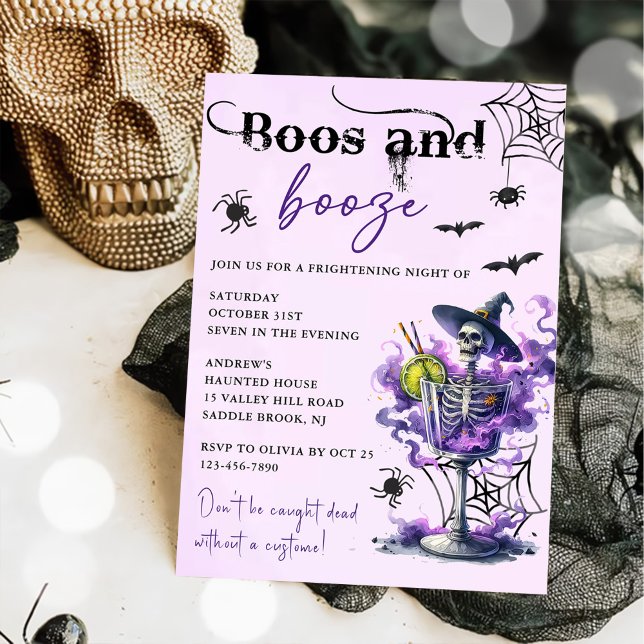 Invitation Boos Et Booze Parti D'Halloween (Créateur téléchargé)