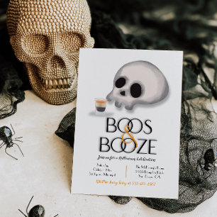 Invitation Boos et Booze Parti d'Halloween moderne