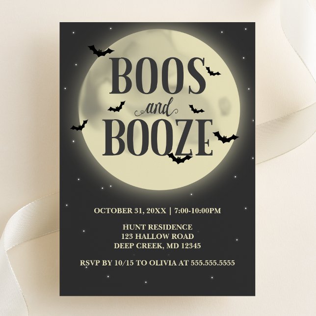 Invitation Boos et Booze Pleine lune Halloween Party (Créateur téléchargé)