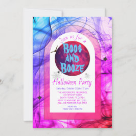 Invitation Boos roses et Booze Éffrayant d'Halloween pour adu