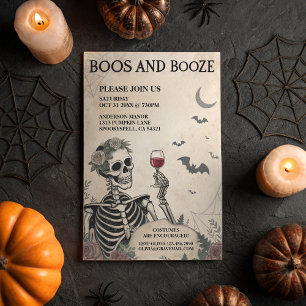 Invitation Boos vintages et Booze fête d'Halloween pour adult