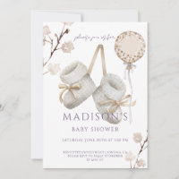 Booties de bébé Boho Muet crème Baby shower blanc