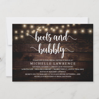 Invitation Boots and Bubbly, Fête des mariées rustique