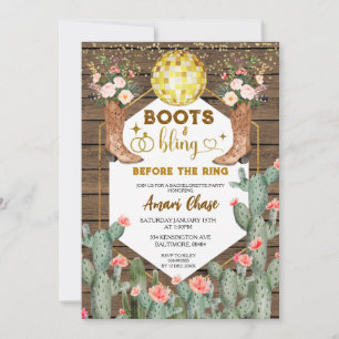 Invitation Boots & Bling Avant La Bachelorette De Bague