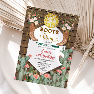 Invitation Boots & Bling Cowgirl Thing Cactus 30e anniversair