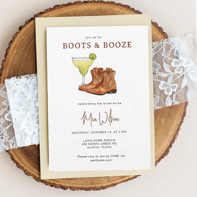 Invitation Boots & Booze Cowgirl Fête des mariées (Créateur téléchargé)