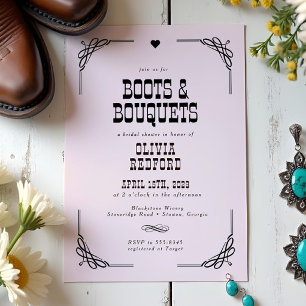 Invitation Boots & Bouquets Western Cowgirl Fête des mariées