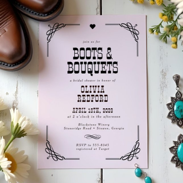 Invitation Boots & Bouquets Western Cowgirl Fête des mariées (Créateur téléchargé)