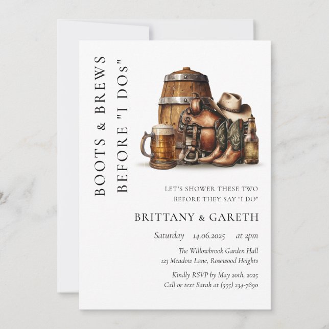 Invitation Boots & Brewery avant de faire Wedding shower bras (Devant)